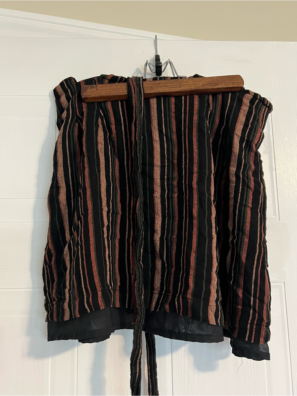 American Eagle Outfitters Black Mini Skirt with Rust and Tan Stripes